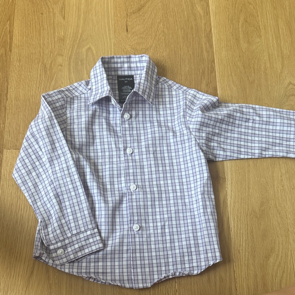 Nautica Kids Button Down Shirt - Blue and White Checkered